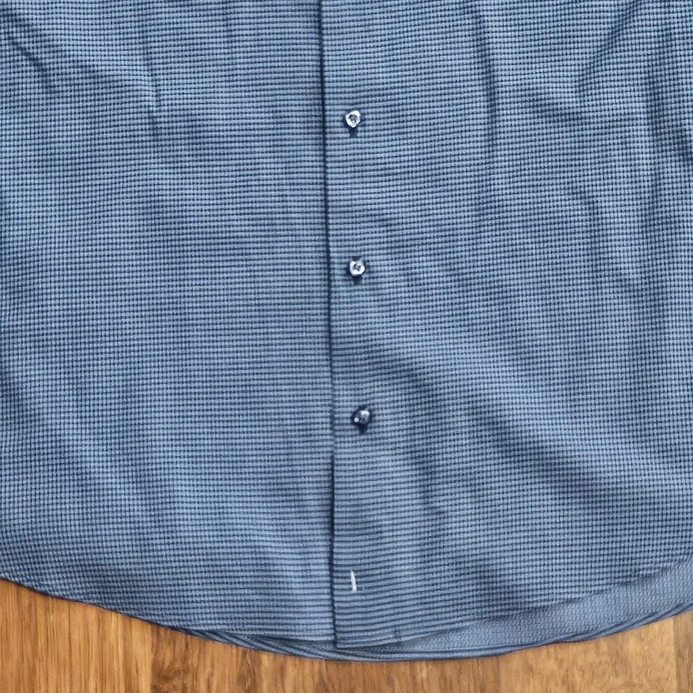 BEN SHERMAN mens skim-fit stretch dress shirt SIZE 17x35 COLOR BLUE LXL15 - Picture 6 of 15